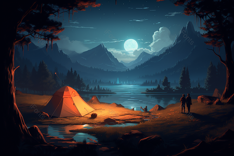 野外露营帐篷数字艺术,插画/手绘图,插画/手绘图库,插画/手绘图下载,插画/手绘